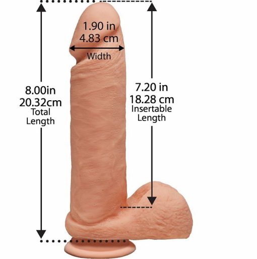 THE D PERFECT D 8 W/BALLS VANILLA BEIGE DILDO " back