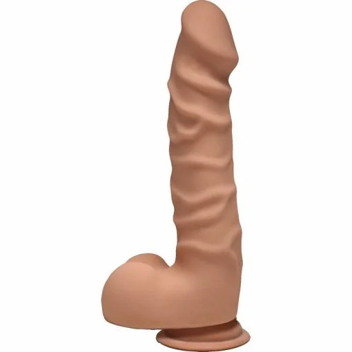 THE D RAGIN' D 7.5 W/BALLS CARAMEL TAN DILDO " main