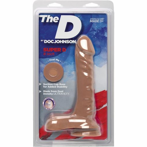 THE D SUPER D 8 W/BALLS CARAMEL TAN DILDO " back