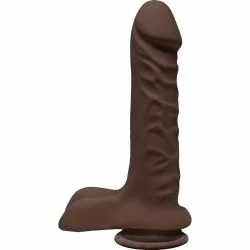 THE D SUPER D 8 W/BALLS CHOCOLATE BROWN DILDO " main