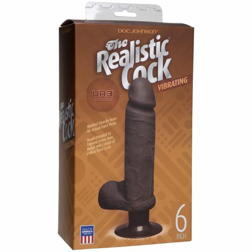 THE REALISTIC COCK ULTRASKYN VIBRATING 6IN -BLACK BX details