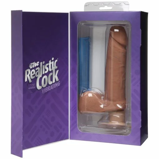 THE REALISTIC COCK ULTRASKYN VIBRATING 6IN - BROWN BX back