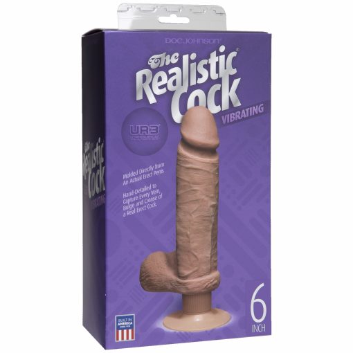 THE REALISTIC COCK ULTRASKYN VIBRATING 6IN - BROWN BX details