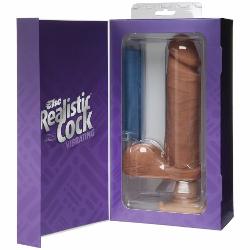 THE REALISTIC COCK ULTRASKYN VIBRATING 8IN -BROWN BX back