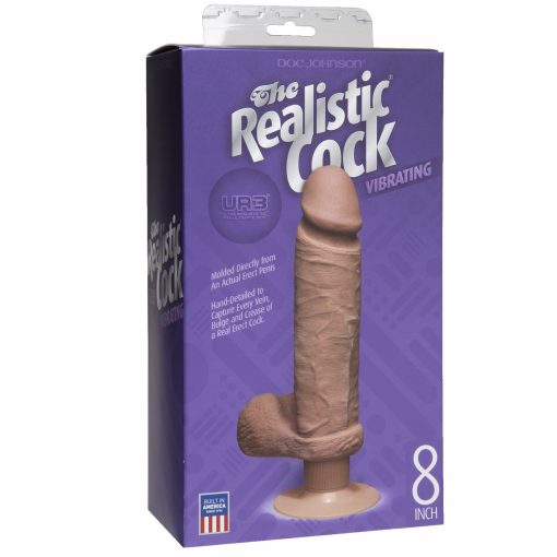 THE REALISTIC COCK ULTRASKYN VIBRATING 8IN -BROWN BX details