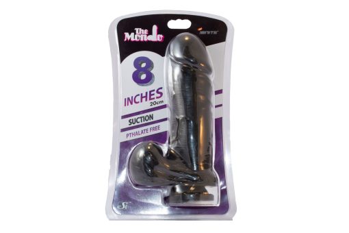 THICK COCK W/BALLS & SUCTION BLACK 8IN back