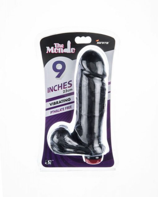 THICK COCK W/BALLS & VIBE BLACK 9IN back