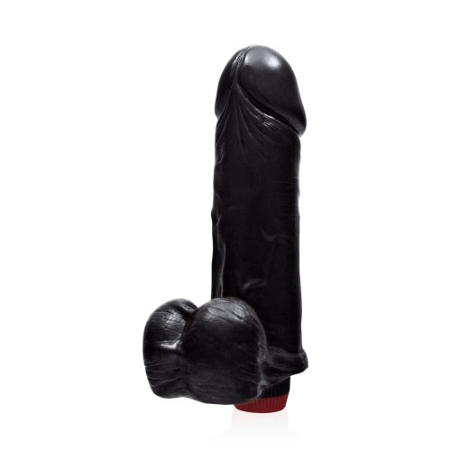 THICK COCK W/BALLS & VIBE BLACK 9IN main