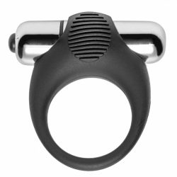 Premium Stretchy Vibrating Cock Ring Black