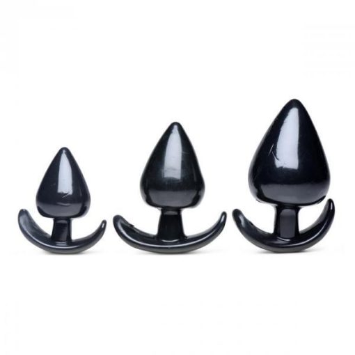 Triple Spades 3 Piece Anal Plug Set Black Main