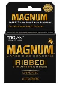 Trojan Magnum Ribbed Latex Condoms 3 Pack