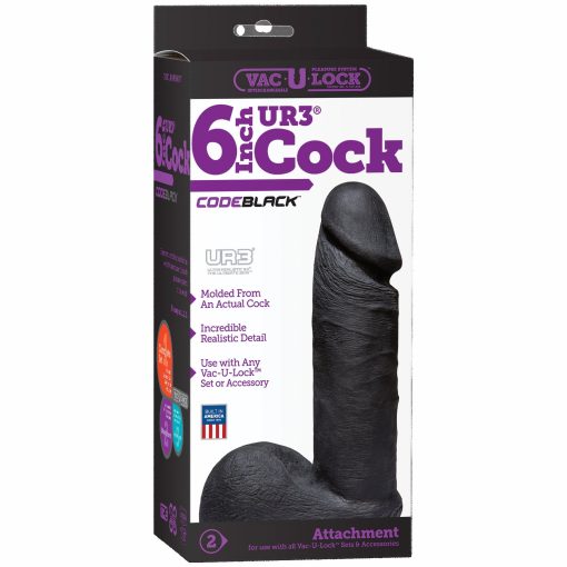 VAC U LOCK CODE BLACK 6IN ULTRASKYN COCK back