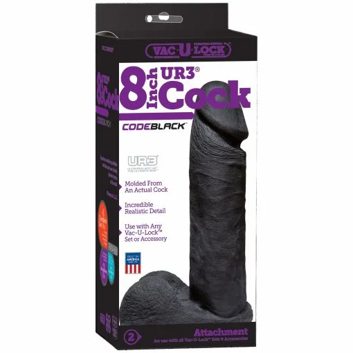 VAC U LOCK CODE BLACK 8IN ULTRASKYN COCK back