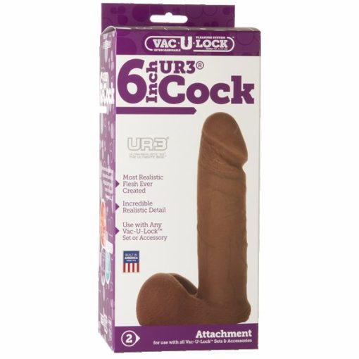 VAC U LOCK ULTRASKYN COCK BROWN 6IN back