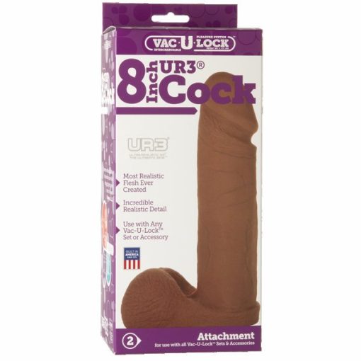 VAC U LOCK ULTRASKYN COCK BROWN 8IN back