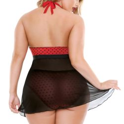 VALENTINA HALTER BABYDOLL & PANTY BLACK/RED 1X2X main