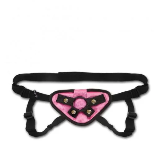 VELVET KNIT STRAP ON HARNESS PINK back