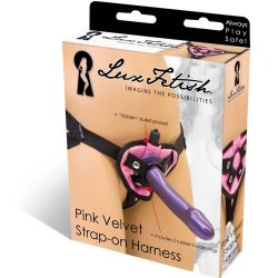 VELVET KNIT STRAP ON HARNESS PINK main