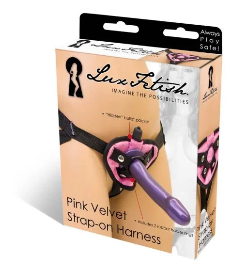 VELVET KNIT STRAP ON HARNESS PINK main