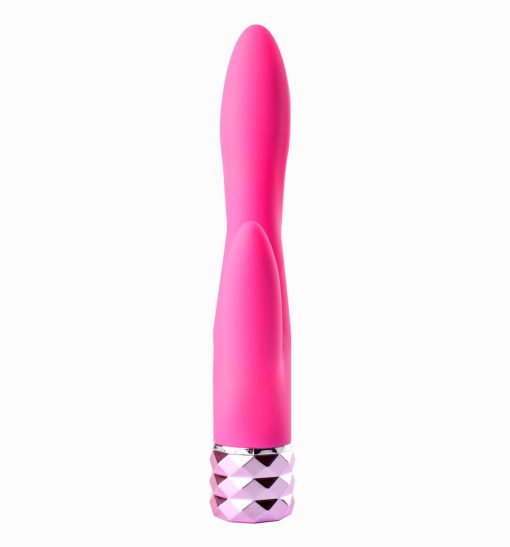 VICTORIA RECHARGEABLE SILICONE DUAL VIBE NEON PINK back