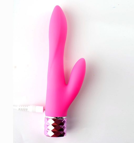 VICTORIA RECHARGEABLE SILICONE DUAL VIBE NEON PINK details