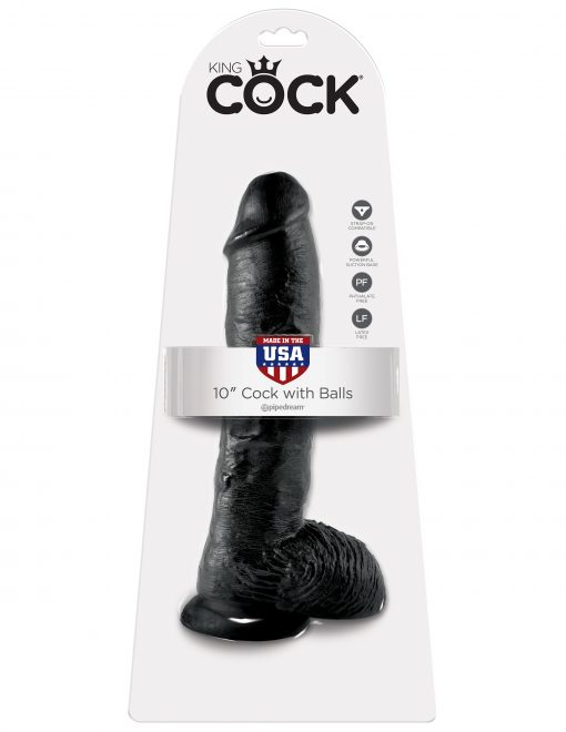 (WD) KING COCK 10IN COCK W/BAL BLACK
