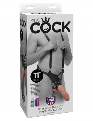 (WD) KING COCK 11 HOLLOW STRA SUSPENDER SYSTEM FLESH "