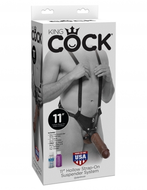 (WD) KING COCK 11HOLLOW STRAP SUSPENDER SYSTEM BROWN "