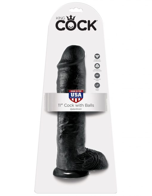 (WD) KING COCK 11IN COCK W/BAL BLACK