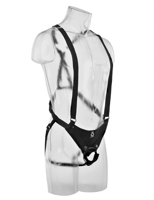 (WD) KING COCK 12HOLLOW STRAP SUSPENDER SYSTEM BLACK "