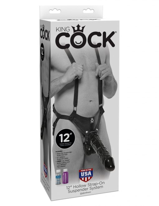 (WD) KING COCK 12HOLLOW STRAP SUSPENDER SYSTEM BLACK "