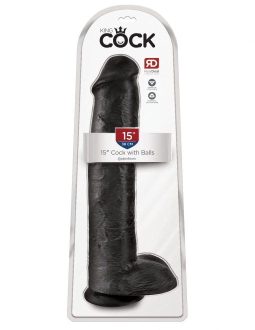 (wd) king cock 15 cock w/ball black "