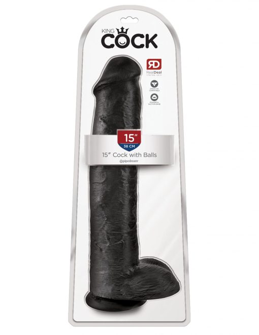 (WD) KING COCK 15 COCK W/BALL BLACK "