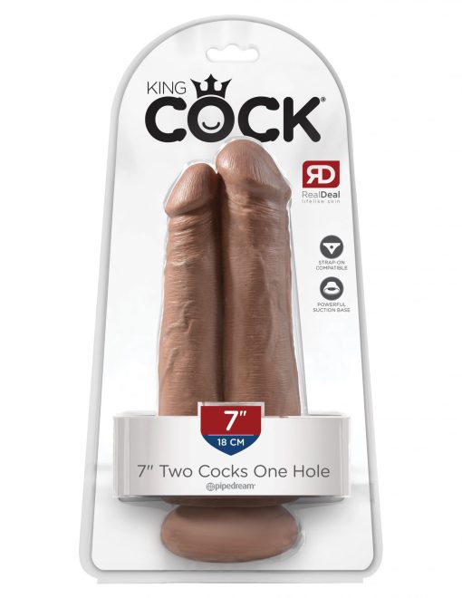 (WD) KING COCK 7 TWO COCKS ON HOLE TAN "