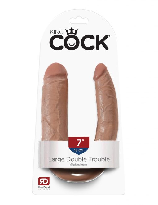 (WD) KING COCK U SHAPED LARGE DOUBLE TROUBLE TAN