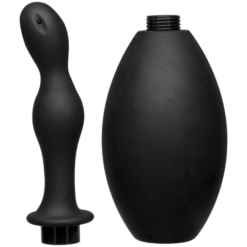 (WD) KINK FLOW FLUSH BLACK SIL ANAL DOUCHE & ACCESSORY