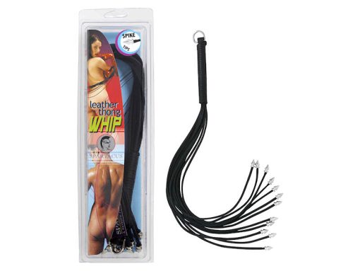 (WD) LEATHER 20IN SPIKED WHIP