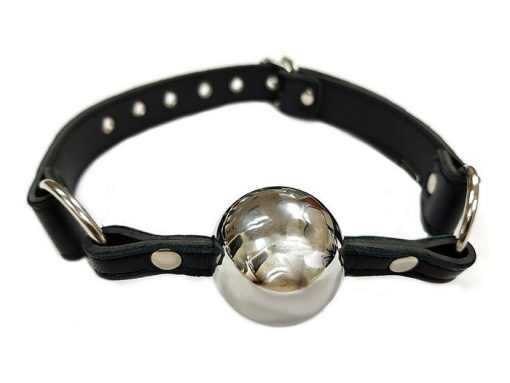 (WD) LEATHER BALL GAG W/SILVER