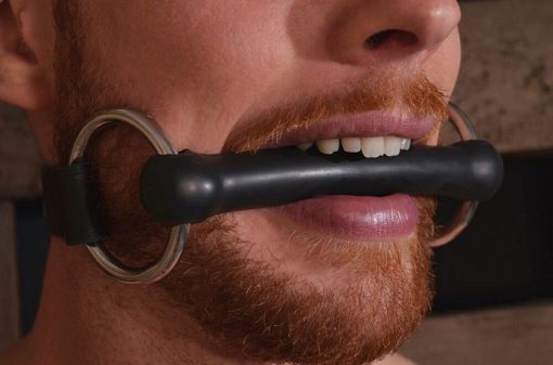 (WD) LEATHER O RING ROD GAG BL
