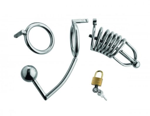 (wd) master series condemmed penetration cage w/anal & urethral insertion