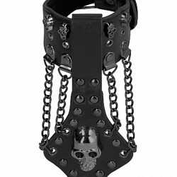 (WD) OUCH! SKULLS & BONES BRAC W/ SKULLS & CHAINS BLACK main