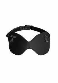 Ouch! Skulls & Bones Eye Mask Large with Skulls and Spikes Black