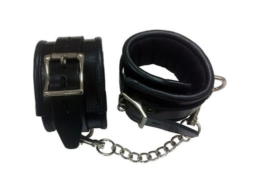 (WD) PADDED LEATHER ANKLE CUFF BLACK