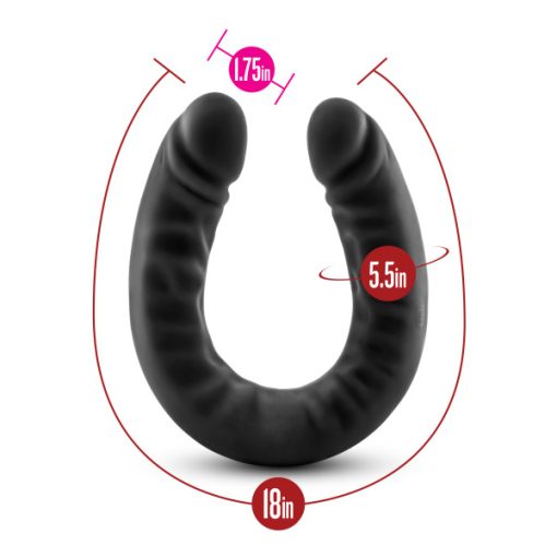 (WD) RUSE 18 SILICONE DOUBLE HEADED DILDO BLACK "