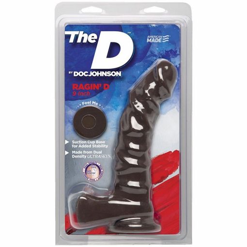 (WD) THE D RAGIN' D 9 W/BALLS CHOCOLATE BROWN DILDO "