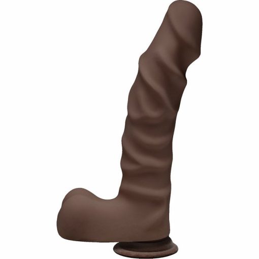 (WD) THE D RAGIN' D 9 W/BALLS CHOCOLATE BROWN DILDO "