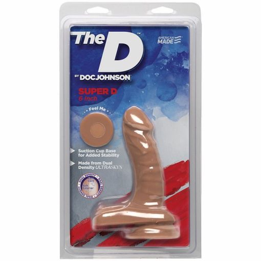 (WD) THE D SUPER D 6 W/BALLS CARAMEL TAN DILDO "