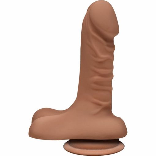 (WD) THE D SUPER D 6 W/BALLS CARAMEL TAN DILDO "