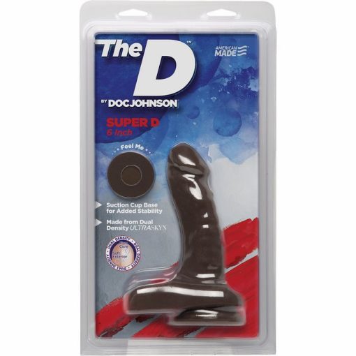 (WD) THE D SUPER D 6 W/BALLS CHOCOLATE BROWN DILDO "