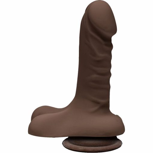 (WD) THE D SUPER D 6 W/BALLS CHOCOLATE BROWN DILDO "